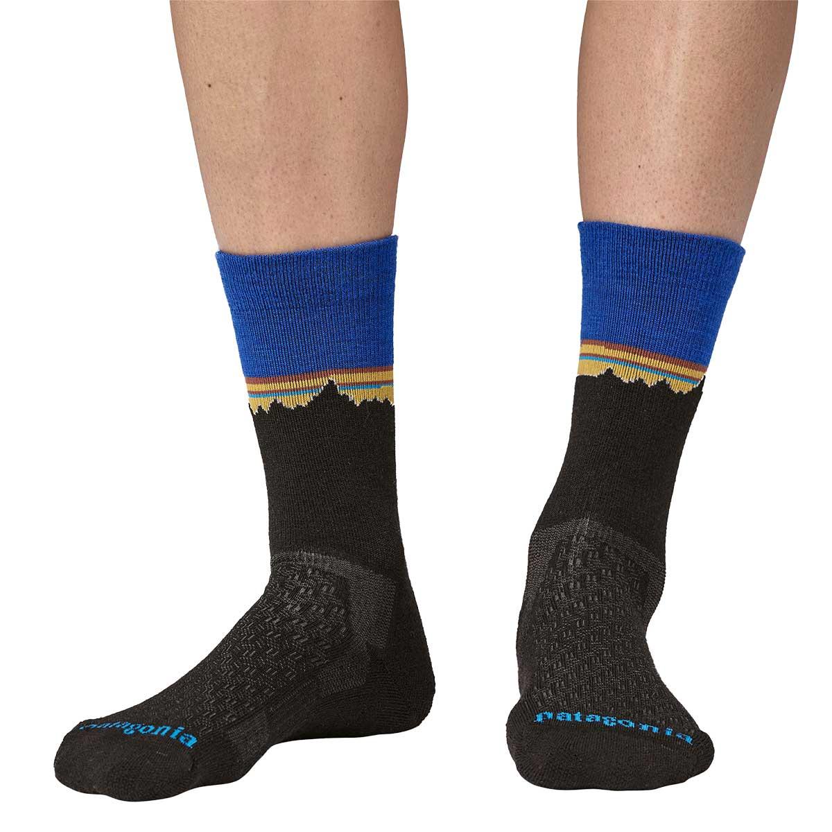 Patagonia Merino Wool Blend Crew Socks in Classic Fitz Roy Viking Blue